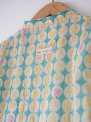 Rasa Green Monstera Print Infant Angrakha Kurta