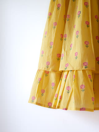Meera Pink Striped Halter Choli And Yellow Floral Booti Lehenga Set
