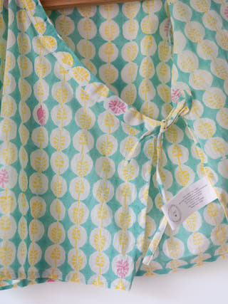 Rasa Green Monstera Print Infant Angrakha Kurta