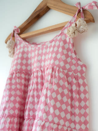 Leela Pink Rhombus Infant Tiered Frock