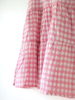 Leela Pink Rhombus Infant Tiered Frock