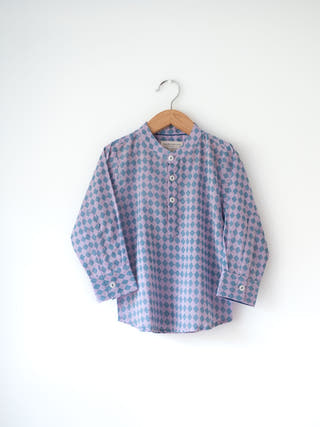 Saaz Purple Rhombus Full Sleeve Shirt Kurta