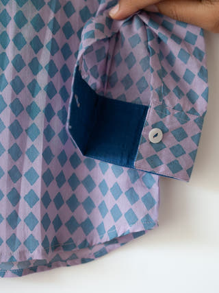 Saaz Purple Rhombus Full Sleeve Shirt Kurta