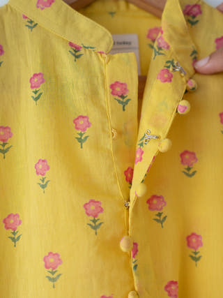 Meera Yellow Flower Booti Cotton Kurta