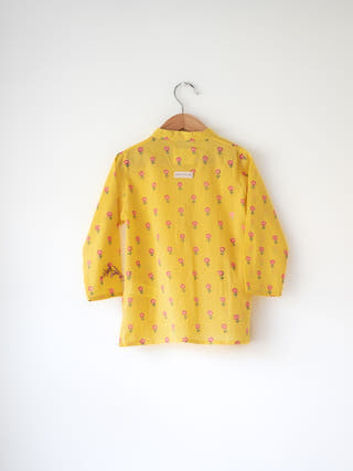 Meera Yellow Flower Booti Cotton Kurta
