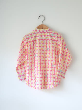 Leela Pink White Monstera Print Full Sleeve Shirt Kurta