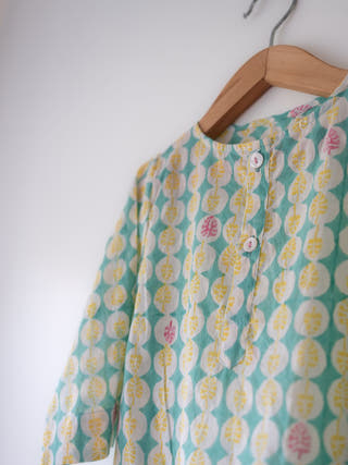 Rasa Green Monstera Print Full Sleeve Cotton Kurta