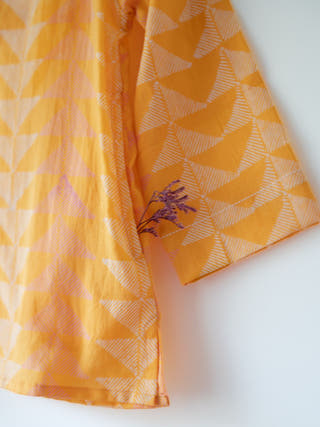 Chandan Mustard Yellow Chevron Cotton Kurta