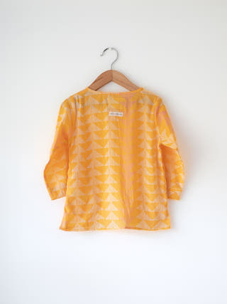 Chandan Mustard Yellow Chevron Cotton Kurta