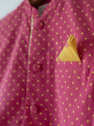 Kumkum Magenta Polka Cotton Bandi Jacket
