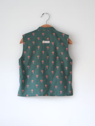 Kopal Green Floral Booti Cotton Bandi Jacket