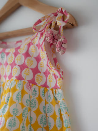 Rasa Green Monstera Print Infant Tiered Frock