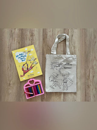 DIY Colouring Today I will be my own superhero Tote Bag Little Canvas