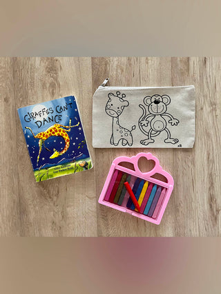 DIY Colouring Monkey and Giraffe Pouch Little Canvas