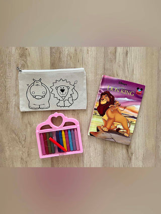 DIY Colouring Lion and Hippo Pouch Little Canvas