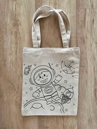DIY Colouring Little Space Explorer Tote Bag Little Canvas