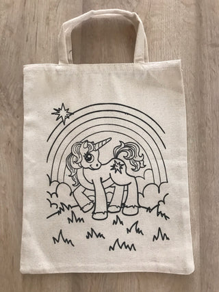 DIY Colouring Magical Unicorn Tote Bag Little Canvas