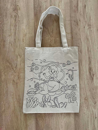 DIY Colouring Little Mermaid Tote Bag Little Canvas