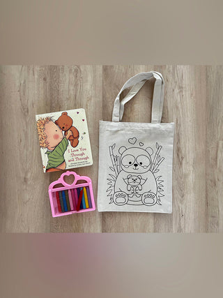 DIY Colouring Love my baby Tote Bag Little Canvas