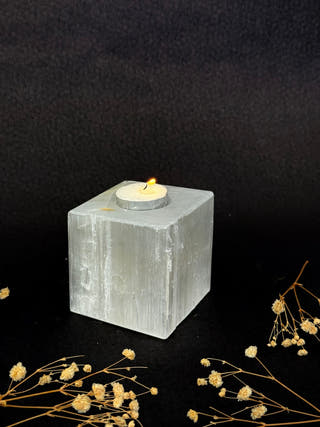 Selenite Square Tealight Holder