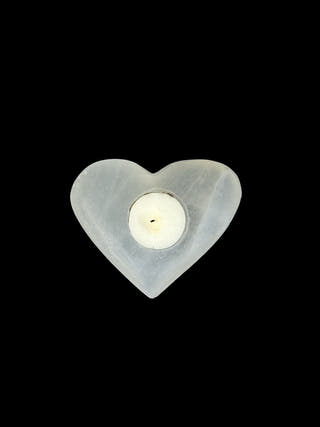Selenite Heart Tealight Holder