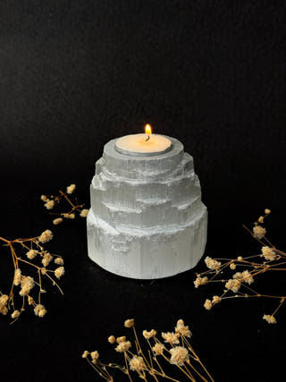 Selenite Pyramid Tealight Holder