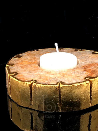 Golden Quartz Tealight Holder with Gold Polish