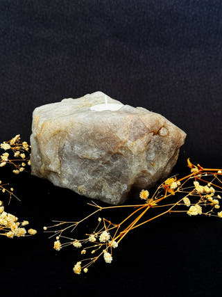Smokey Quartz Tealight Holder with Gold Polish