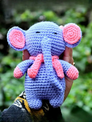 Crochet Elephant Soft Toy Purple LOOP HOOP