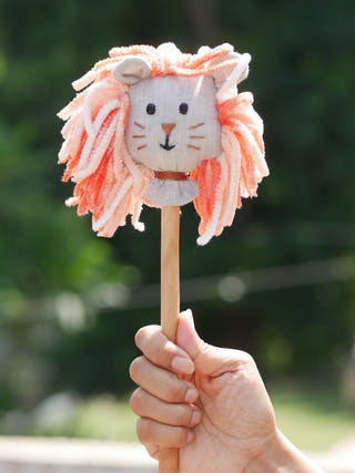 Lion On Stick Fabric Doll