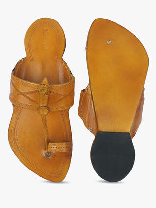 Fresh Yellow Men Kolhapuri Chappal