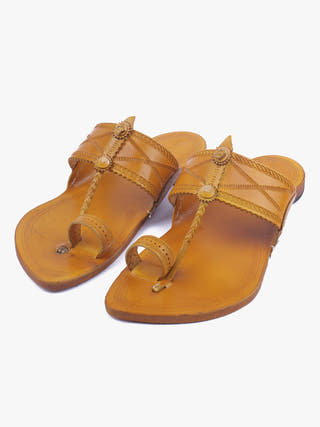 Fresh Yellow Men Kolhapuri Chappal