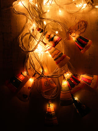 Conical Ethnic Tholu Bommalata LED Fairy Lights| 20 Cones | 20 Bulbs