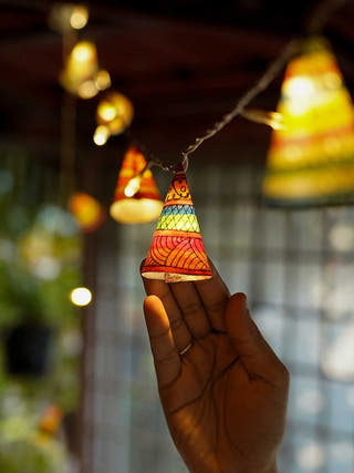 Conical Ethnic Tholu Bommalata LED Fairy Lights| 20 Cones | 20 Bulbs