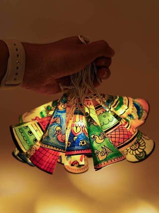 Conical Ethnic Tholu Bommalata LED Fairy Lights| 20 Cones | 20 Bulbs