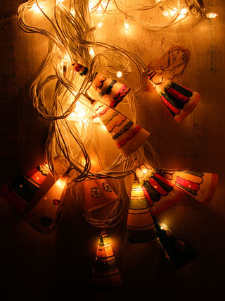 Conical Ethnic Tholu Bommalata LED Fairy Lights | 30 Cones | 30 bulbs