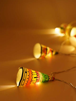 Conical Ethnic Tholu Bommalata LED Fairy Lights | 30 Cones | 30 bulbs