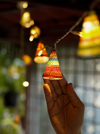 Conical Ethnic Tholu Bommalata LED Fairy Lights | 30 Cones | 30 bulbs