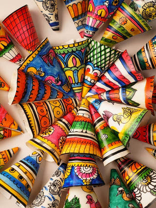 Conical Ethnic Tholu Bommalata LED Fairy Lights | 30 Cones | 30 bulbs