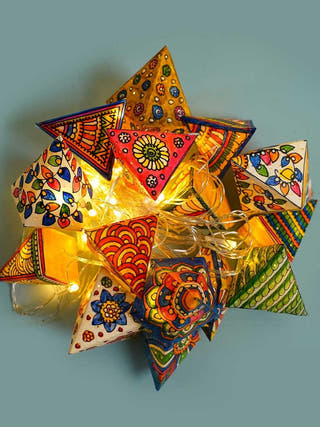Origami Handpainted On Leathet Fairy Ligjts | 30 Cones | 30 bulbs