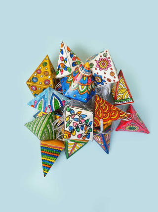 Origami Handpainted On Leathet Fairy Ligjts | 30 Cones | 30 bulbs
