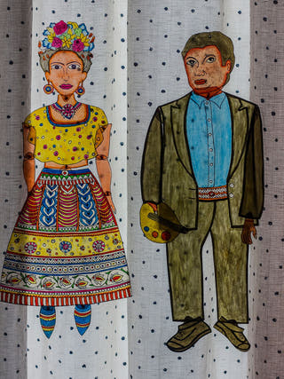 Frida and Diego Contemporary Leather Puppet Wall Hanging