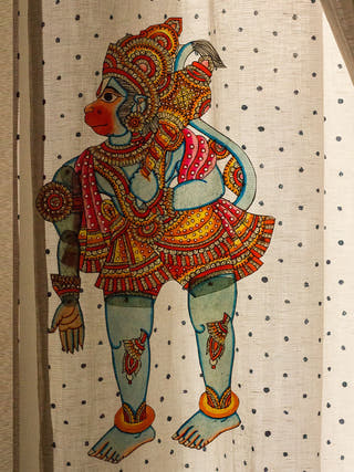 Hanuman Green Traditional Leather Puppet Wall Hanging