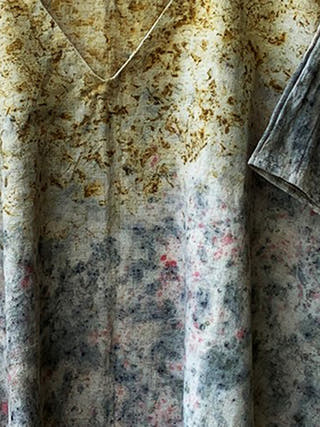 Ecoprinted Handwoven Kimono Crop Off White - Organic Cotton Jumpsuit for women in off White color