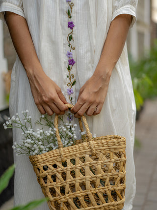 White Embroidered Flare Dress Krushnachuda