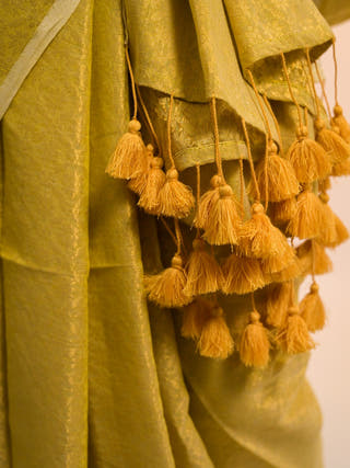 Roshni Lime Green Handloom Cotton Brocade Saree