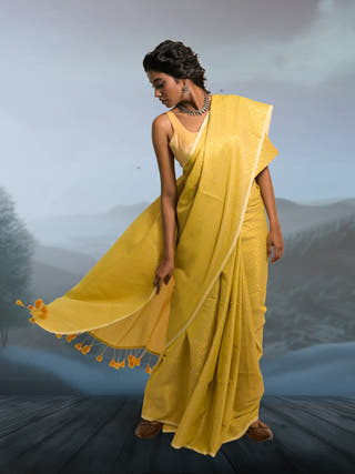 Roshni Lime Green Handloom Cotton Brocade Saree