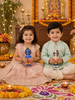 Lord Krishna & Lord Balram Plush Dolls