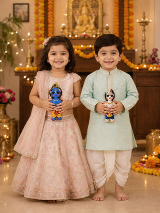 Lord Krishna & Lord Balram Plush Dolls