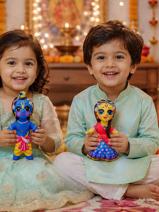 Lord Krishna & Goddess Radha Plush Dolls